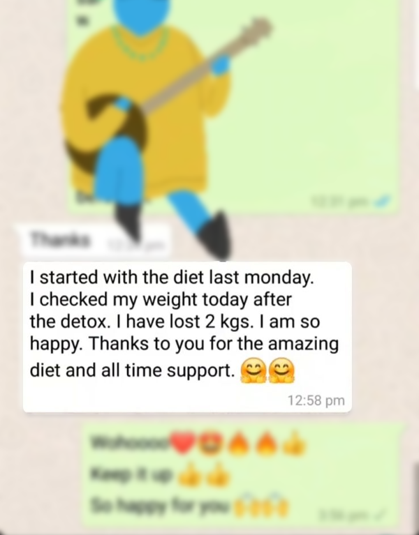 I checked my weight today after the Detox. I have lost 2 Kgs