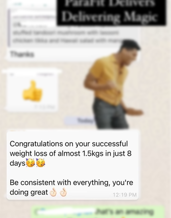 Successful Weight loss of almost 1.5kgs in just 8 days